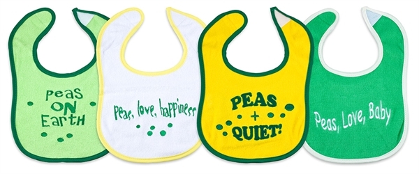 Picture of "Sayings" Bibs (Medium) - Peas Series - 4 pack