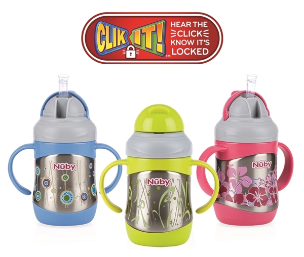 Picture of Clik-it™Insulated Stainless Steel Flip-it™ Thermos with Weighted 360° Straw 7.5oz/220ml